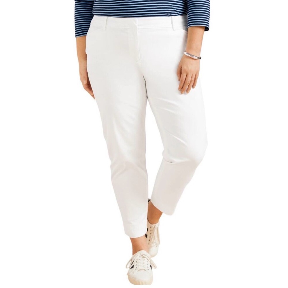 NWT Talbots Essex Ankle Curvy Ivory Cotton Stretch Dress Pants Size 8 Spring